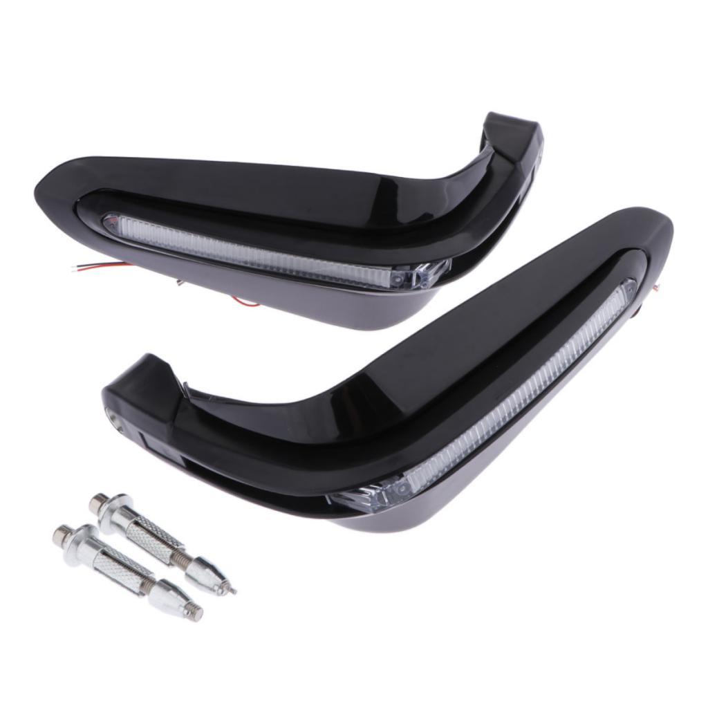 1 Pair Universal Motorcycle Hand Guards with LED Lights - Handlebar Handguard Handle Protector for ATV Dirt Bike Motorbike Scooter