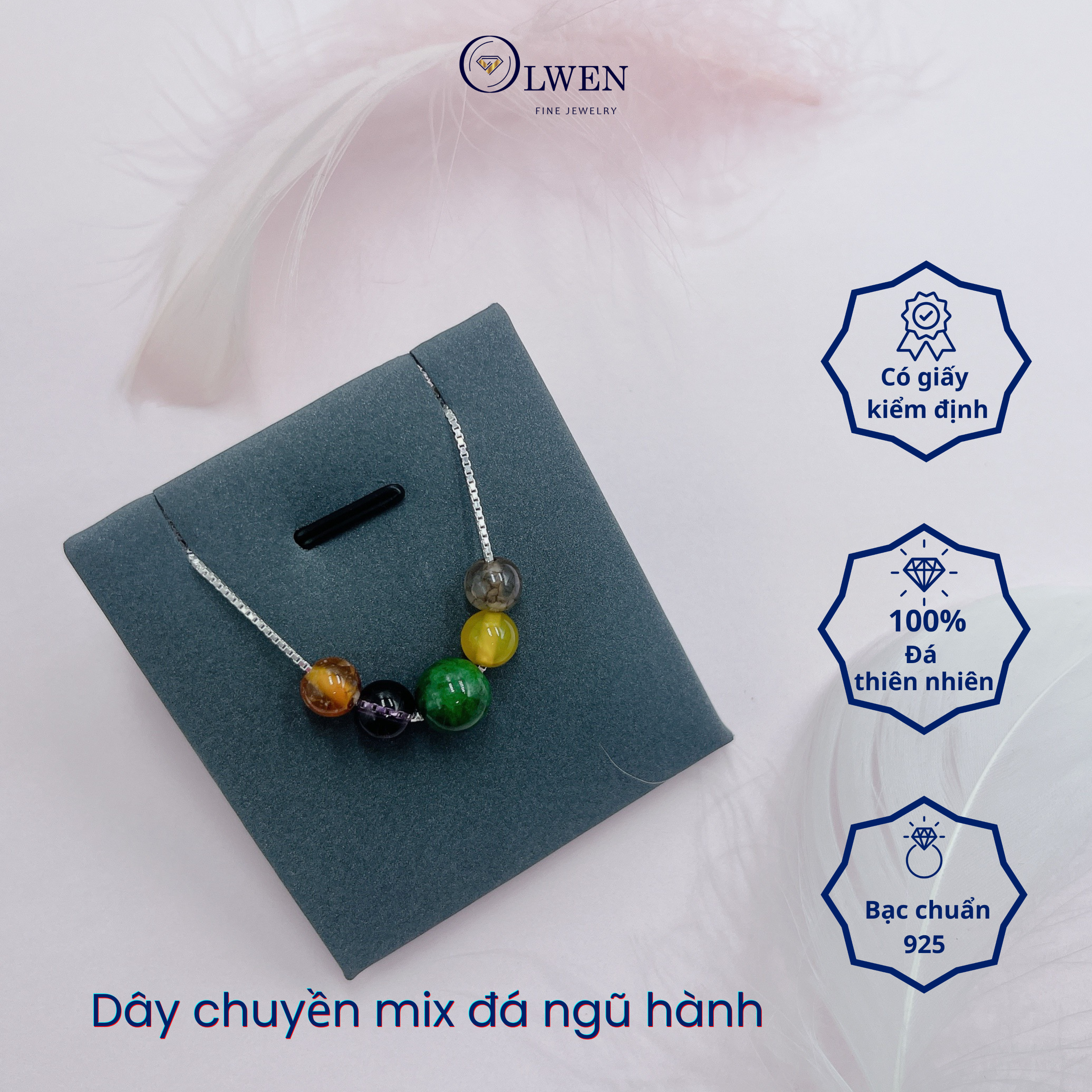 Dây Chuyền Bạc Nữ S925 Mix Đá Ngũ Hành BAC_NL06