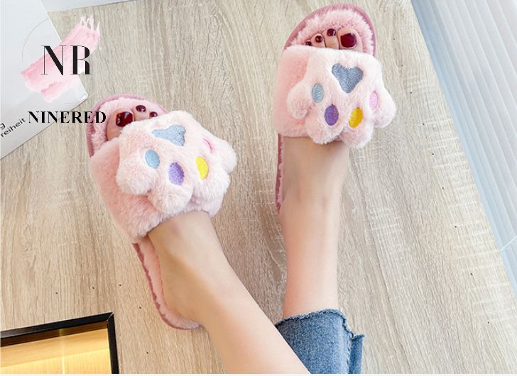 Dép đi trong nhà Sweet Dép bông hình Chân Gấu hồng pinky đáng yêu siêu êm - D154