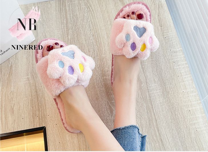 Dép đi trong nhà Sweet Dép bông hình Chân Gấu hồng pinky đáng yêu siêu êm - D154