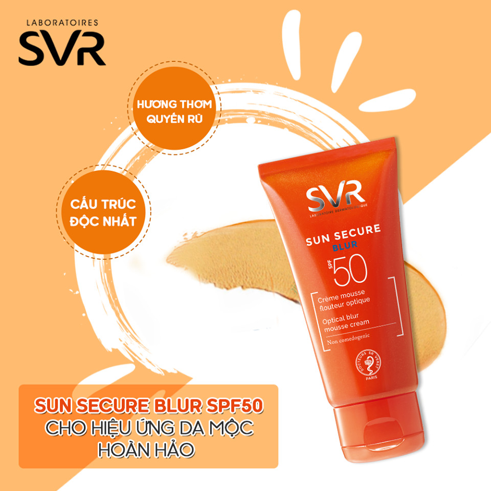 Kem chống nắng SPF50 SVR sun secure blur 50ml TẶNG mặt nạ Sexylook (Nhập khẩu)