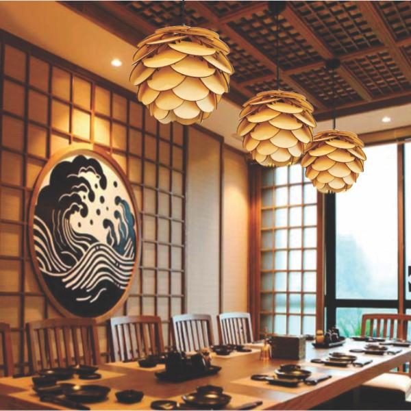 ĐÈN GỖ QUẢ THÔNG THẢ TRẦN TT0069N