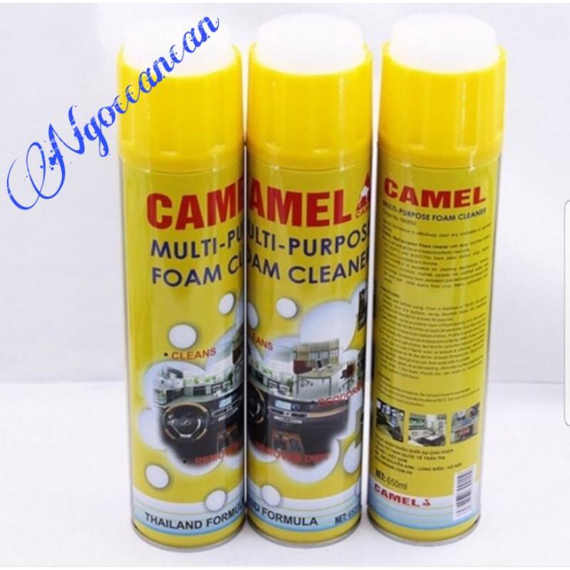 Chai Xịt Bọt FOAM CAMEL Vệ Sinh Ghế Da Nỉ Nội Thất Ô Tô Màu Vàng