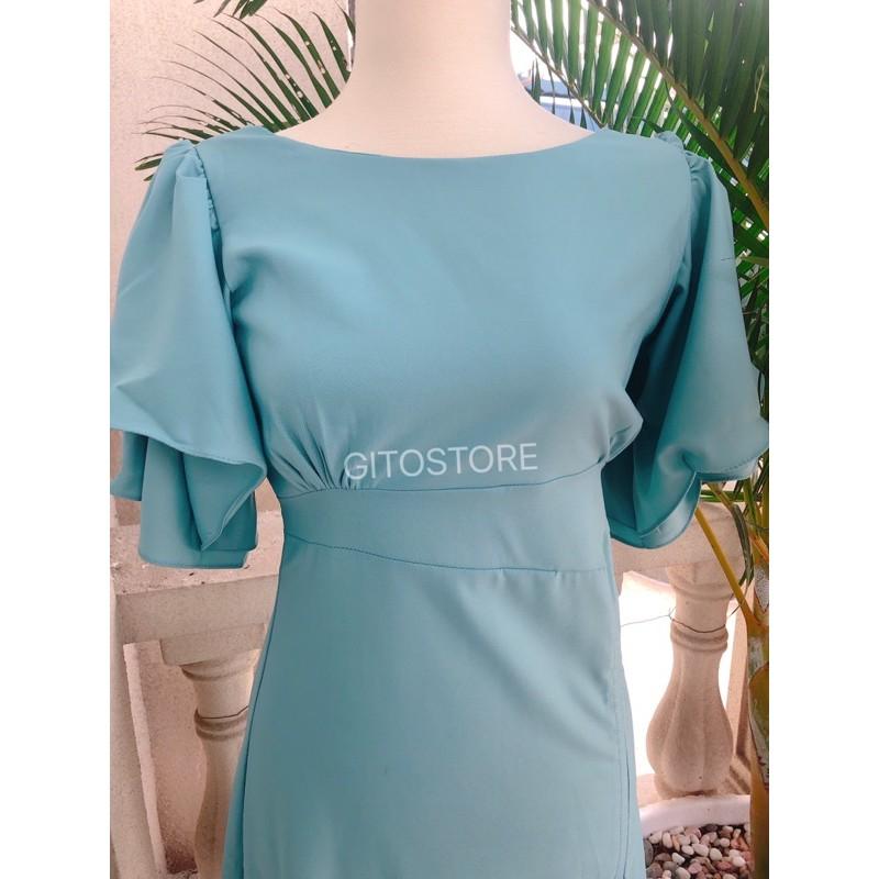 ĐẦM NỮ - VÁY MIDI TRẮNG RÚT DÂY HÔNG -HỒNG XANH NUDE ĐỎ TRẮNG - GD051