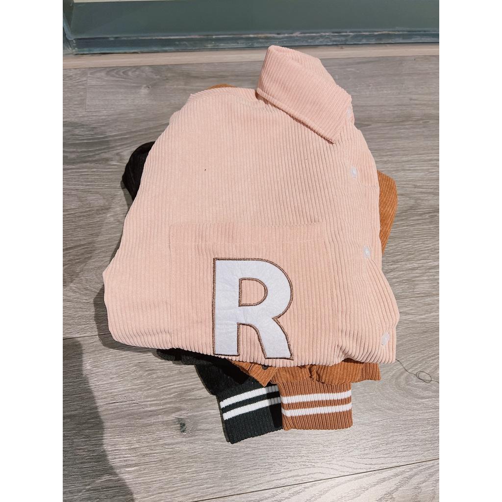 Áo sơ mi nhung gân thỏ hồng khoác ngoài form rộng tay lỡ unisex nam nữ - SHOP MAYLAN