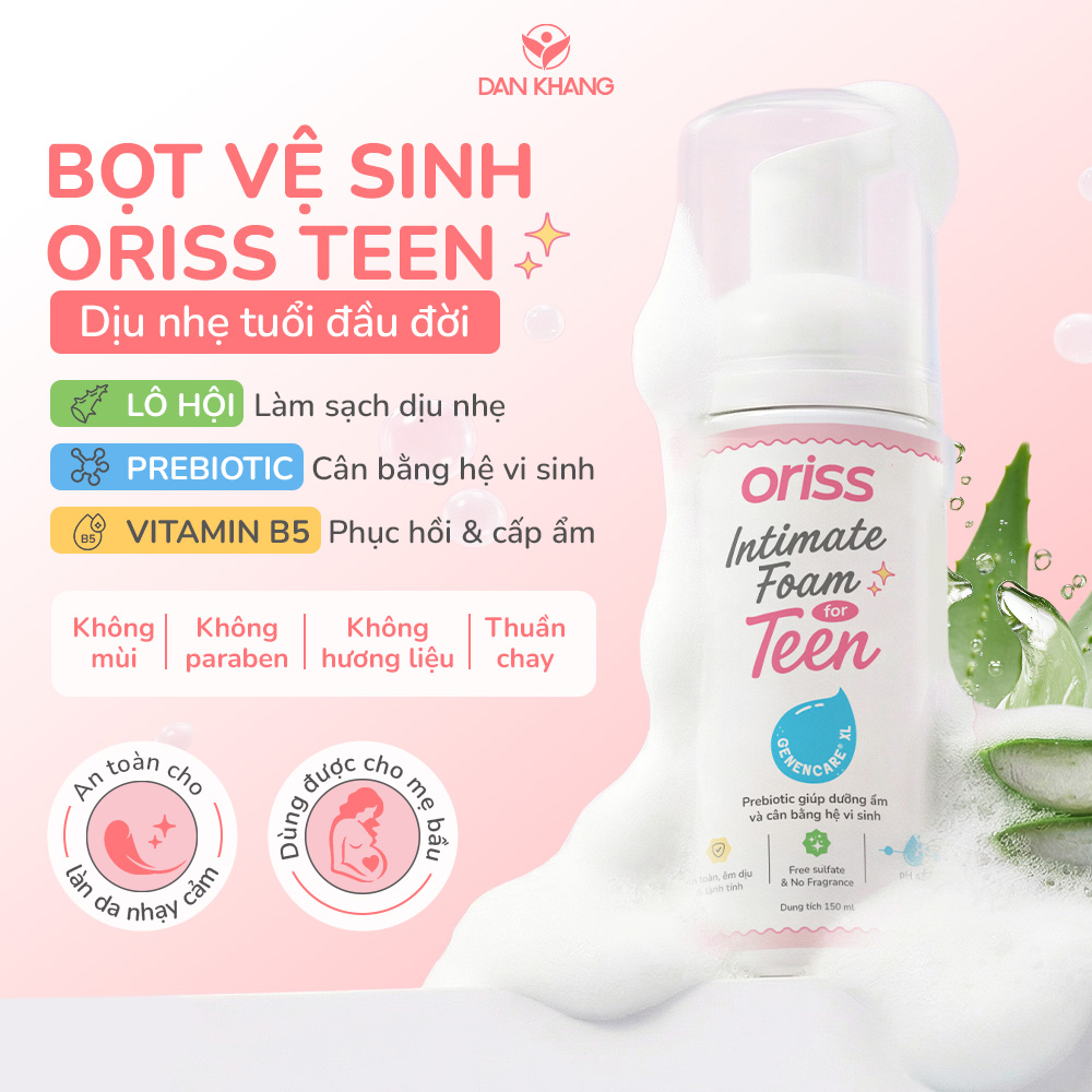 Bọt dung dịch vệ sinh dành cho teen Oriss Intimate Foam làm sạch dịu nhẹ cân bằng hệ vi sinh 150ml