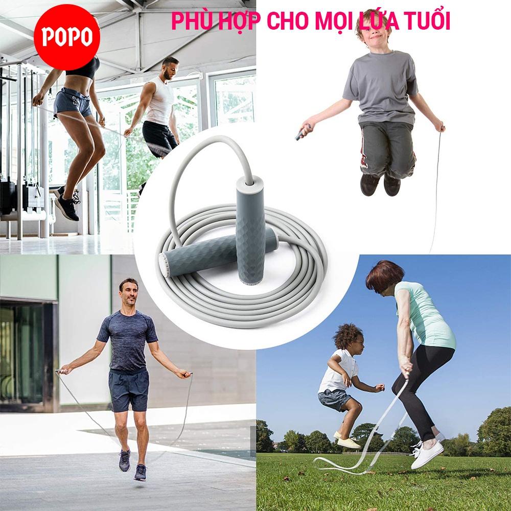 Dây nhảy thể lực rèn thể lực POPO chất liệu cao cấp tay cầm bọc silicone êm ái chống tuột khi sử dụng TS88