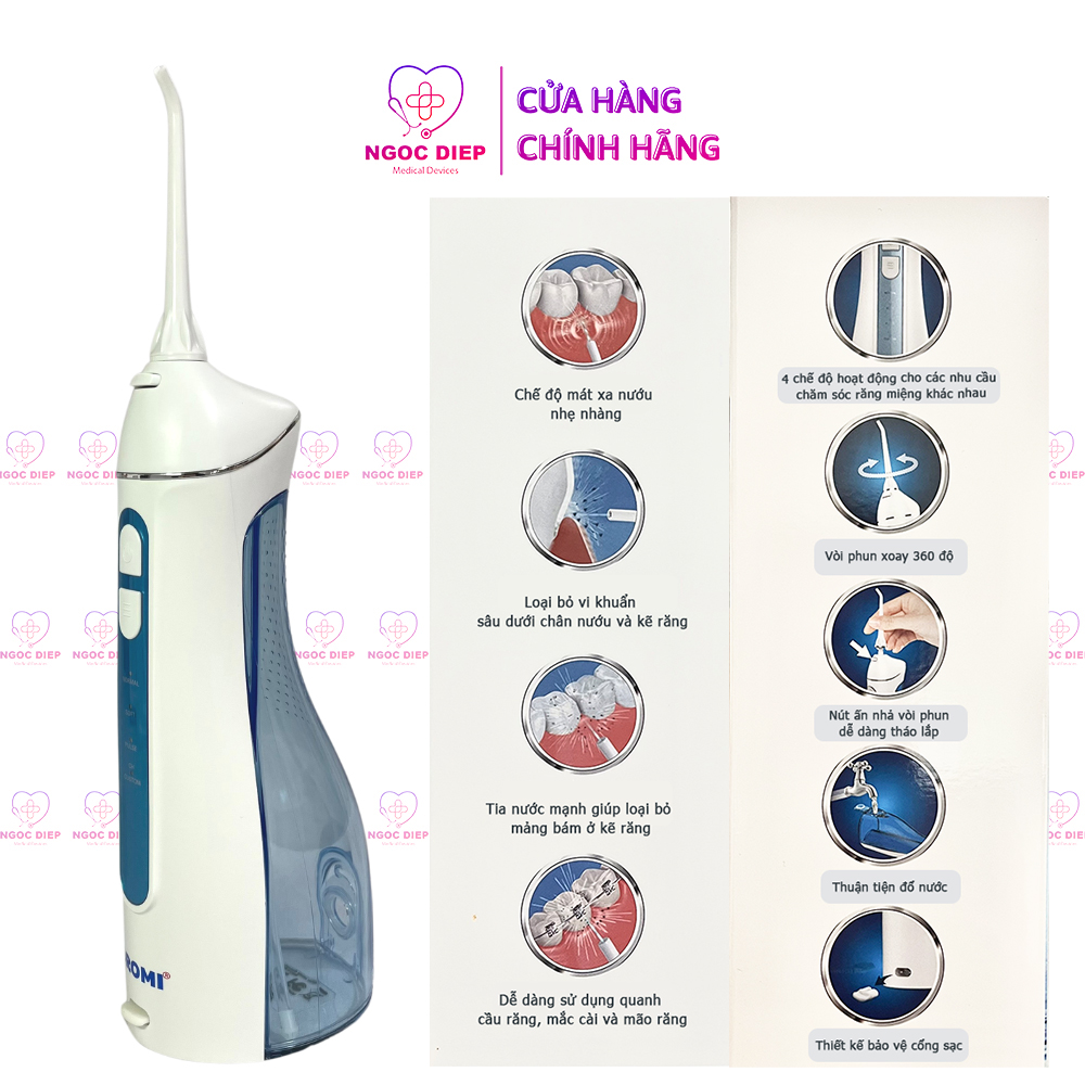 Máy tăm nước cầm tay OROMI VTM-5025A chống thấm nước IPX7 - Vệ sinh răng miệng công nghệ mới