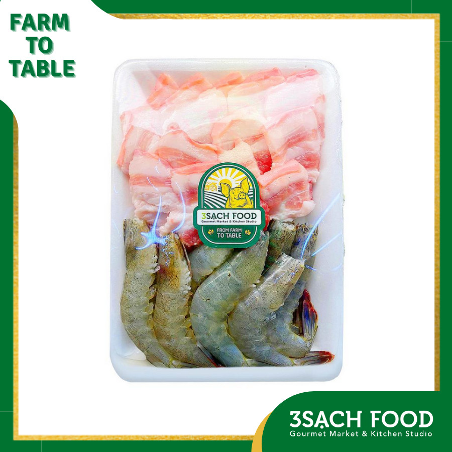 Tôm Rim Ba rọi 3S khay 400gr - Nguyên liệu đã được sơ chế