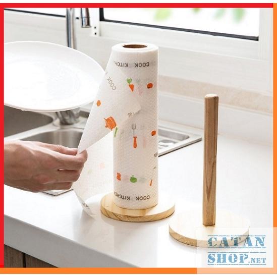 Cuộn giấy lau nhà bếp đa năng, khăn lau bếp, lau tay có thể giặt cuộn 20cm và 25cm giấy lau đa năng in họa tiết
