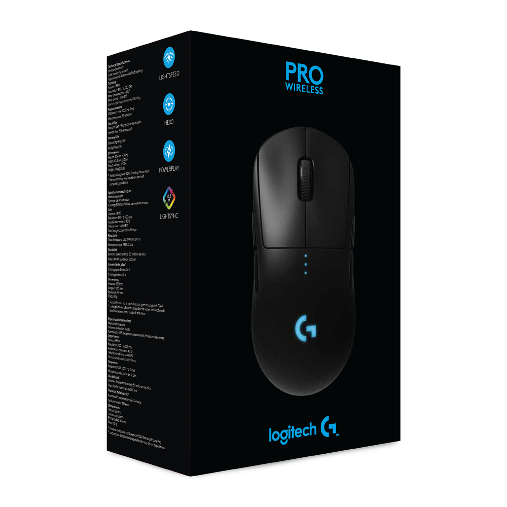 Chuột game không dây Logitech G Pro Wireless - Thiết kế cấp độ Esport, nhẹ, cảm biến Hero 25k, RGB Lightsync, Lightspeed - Hàng chính hãng