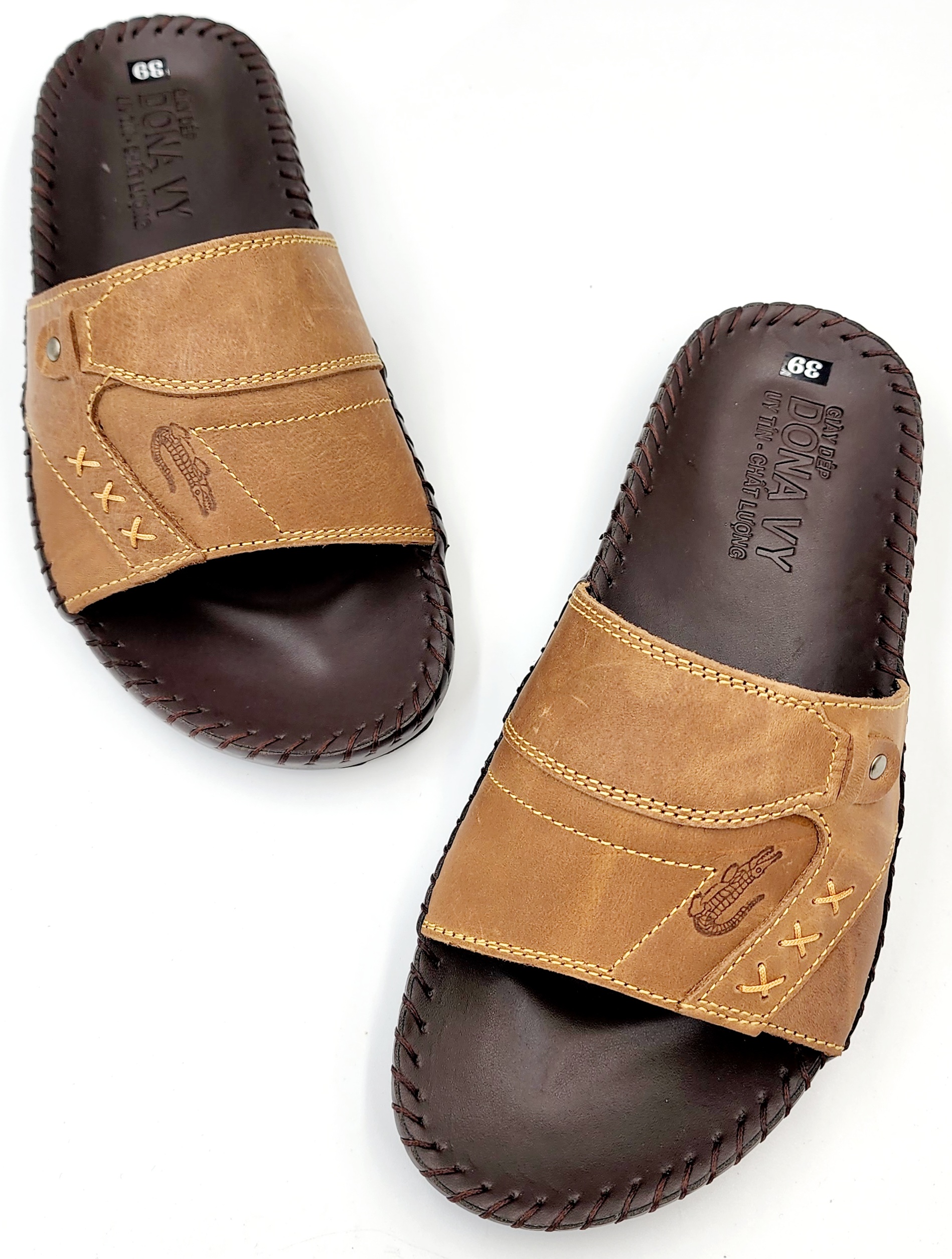 DÉP QUAI NGANG NAM DA BÒ TỰ NHIÊN DONAVYCS CAO CẤP KIỂU CÁ SẤU BẮT MẮT MAY QUAI RẤT CHẮC CHẮN DOCS3X