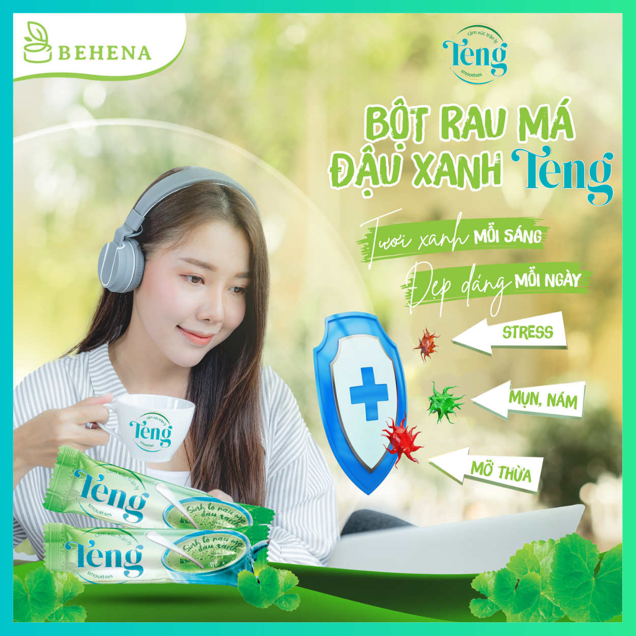 Bột rau má đậu xanh - Teng - Nguyên Chất 100 % - Thơm Ngon - Bổ Dưỡng - Mát Gan