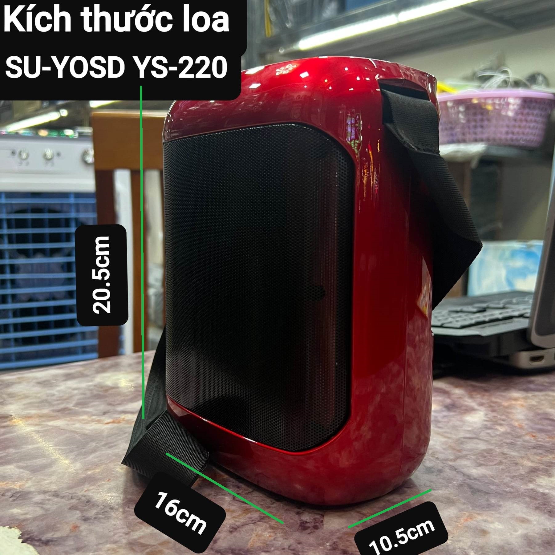 Loa Karaoke Bluetooth SU-YOSD YS-220: Tiếng hay, kiểu dáng đẹp, Micro hút tiếng, Có 2 micro không đây đi kèm