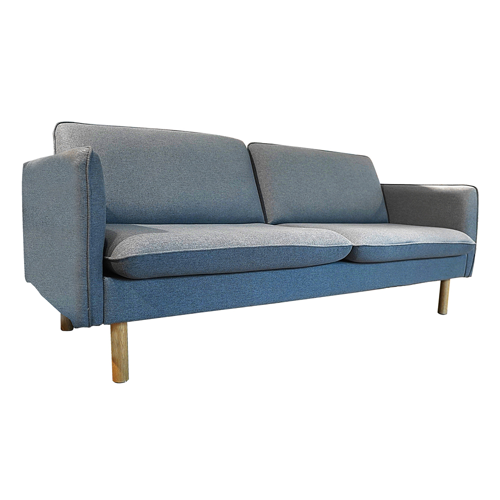 Sofa 3S JYSK Nid-002 vải polyester ghi đậm/chân gỗ sồi