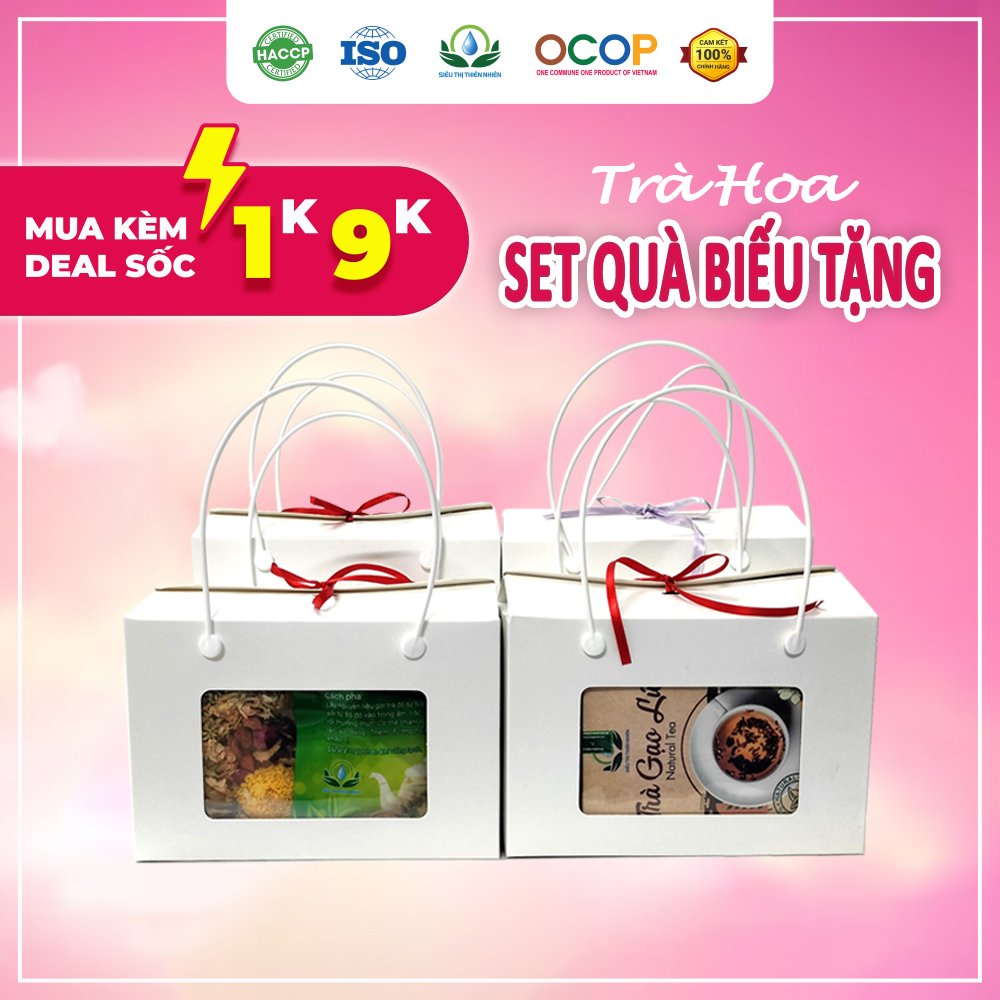 Set quà sức khỏe biếu tặng 8/3 20/10 20/11 14/2 ngày lễ tết Siêu thị thiên nhiên, hộp trà gạo lứt, cà gai leo túi lọc