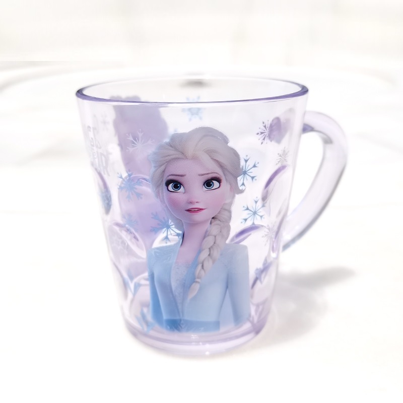 Ly quai cầm tay trong suốt hình công chúa Elsa xinh (Frozen) màu tím siêu cute cho bé gái 260ml - 58VNDP2493