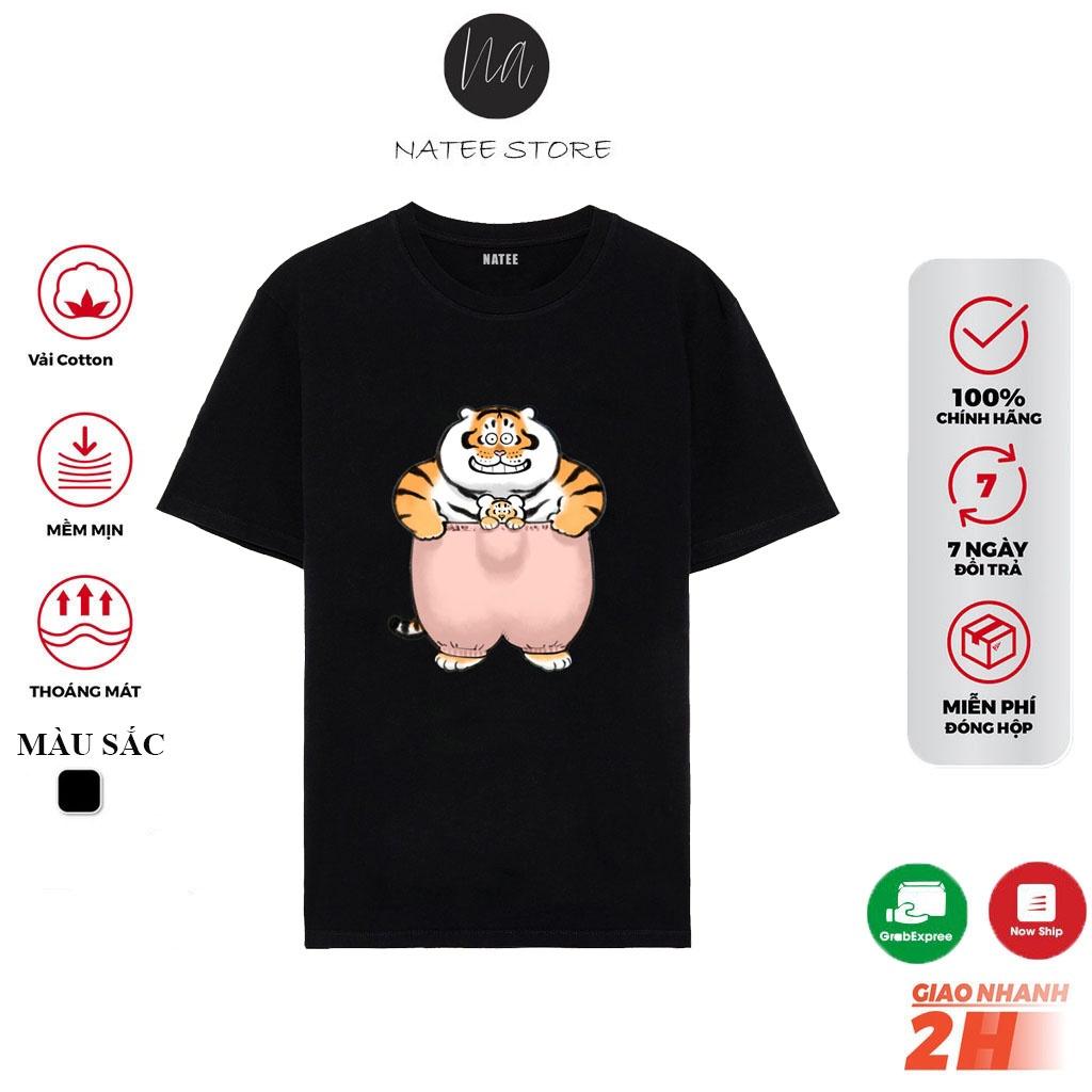 Áo Thun Nam Nữ Unisex Natee In Hình Hổ Cute - Áo Thun Chất Vải Cotton Mềm Mịn, Thoáng Mát, Không Nhăn, Không Xù