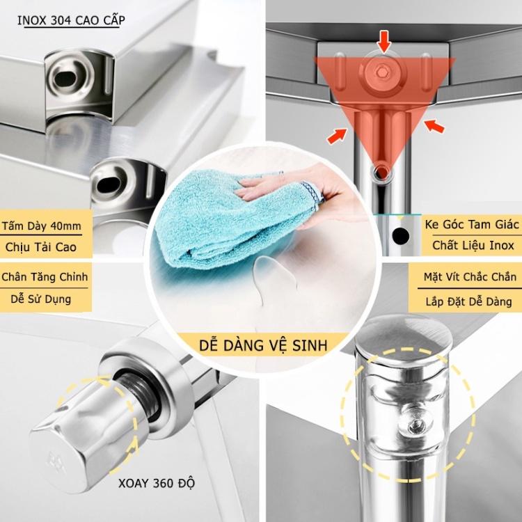 Kệ Inox 304 để đồ nhà bếp, để lò vi sóng đa năng 4, 5 tầng thông minh