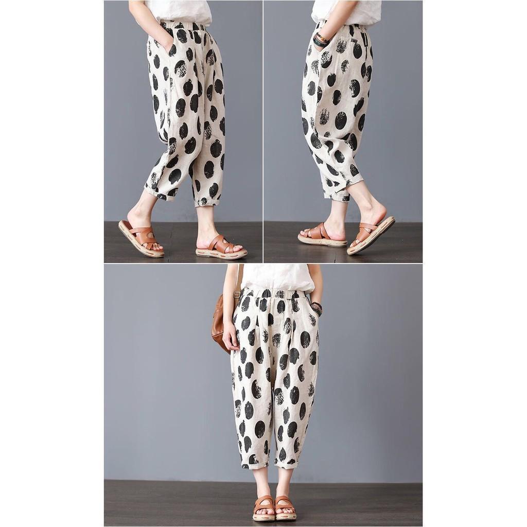 Quần đũi dáng dài, quần baggy nữ vải đũi cao cấp