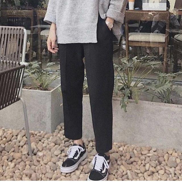 Quần baggy kaki đen nam form Hàn Quốc