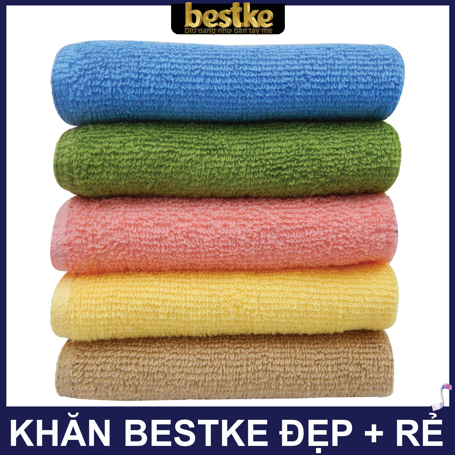 Combo 5 khăn gồm 3 Khăn gội và 2 khăn mặt bestke 100% cotton, 3 màu trắng + 2 Nâu cafe, KT 83*33cm + 48*28cm, cotton towel, bestke towel