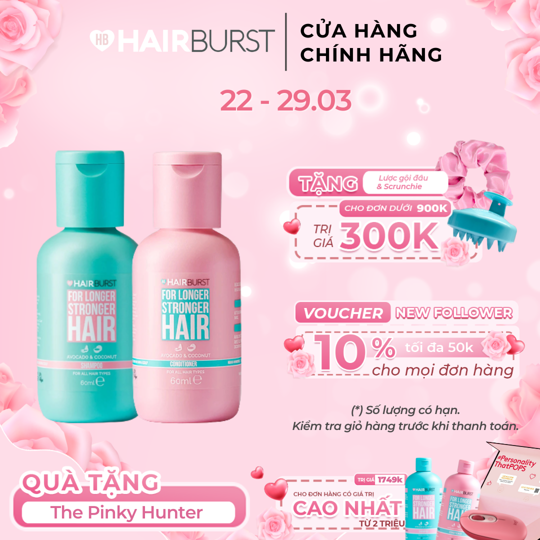 Set gội xả Hairburst Stronger Longer Hair - Travel Size 60ml/chai