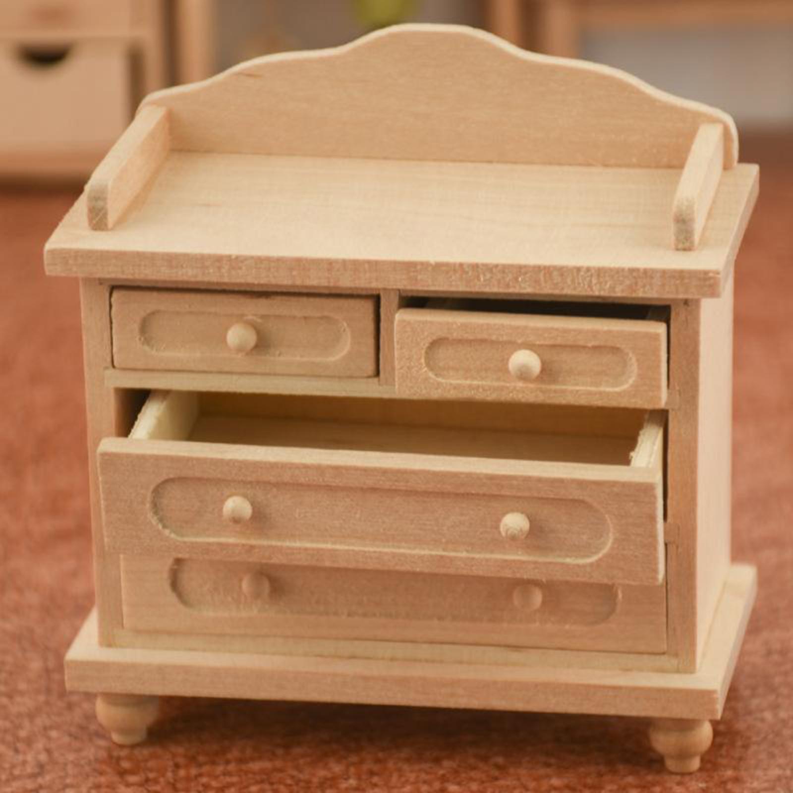 1/12 Dolls House Modern Handmade Wood Nightstand Cabinet Furniture Accessory