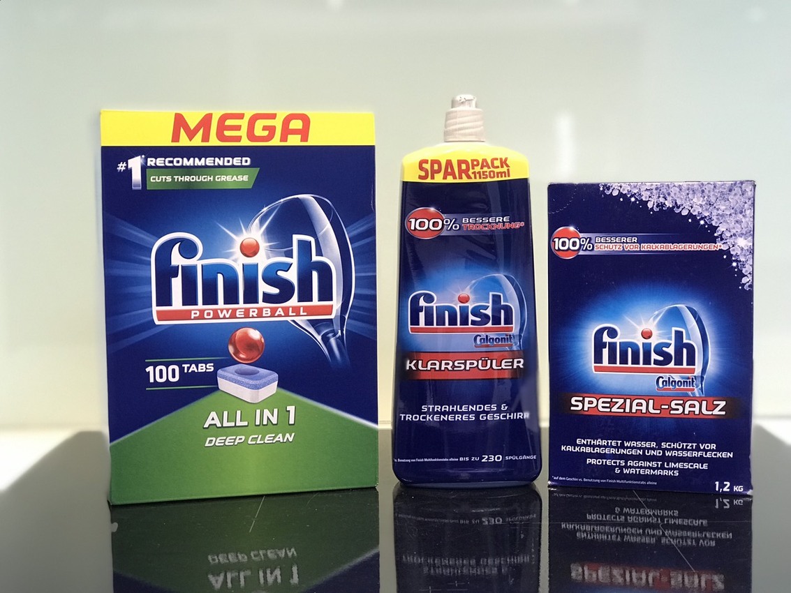 COMBO FINISH: Viên rửa bát Finish All in one 100 viên + Muối Finish 1.2kg + Nước làm bóng Finish 1150ml