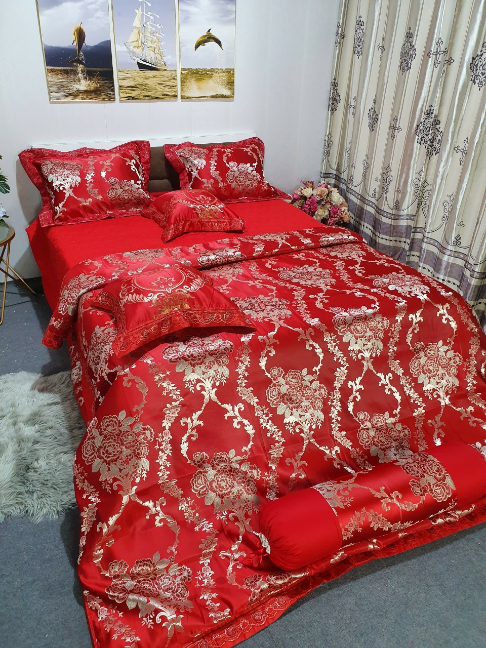 Bộ phủ gấm lụa hoàng gia cao cấp siêu sang mẫu mới nhất