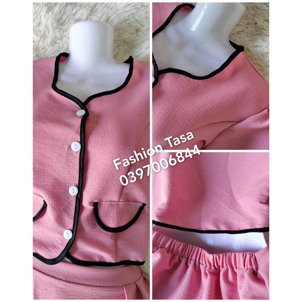 TTL SÉT ÁO TRẮNG CROPTOP VIỀN NÉ CÀI NÚT THẬT KÈM CHÂN VÁY XOÈ DÀI (VÁY CÓ LÓT)