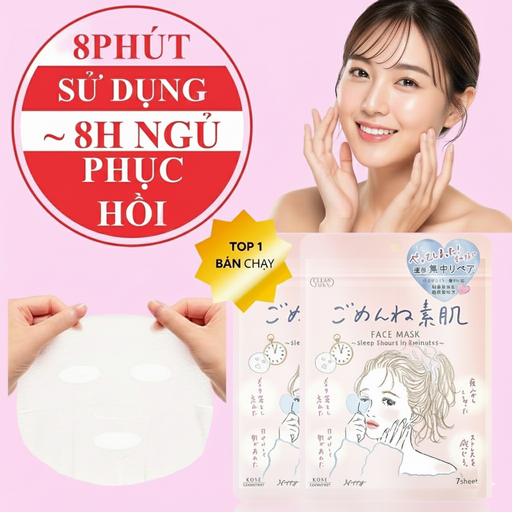 Mặt Nạ Cấp Ẩm Và Dưỡng Trắng Mịn Da Kosé Clear Turn 168mL (1 Gói 7 Miếng)