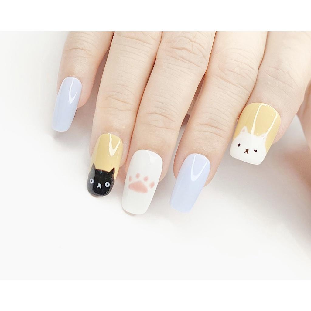 Nail Box > Móng up vẽ trang trí hoạ tiết mèo con