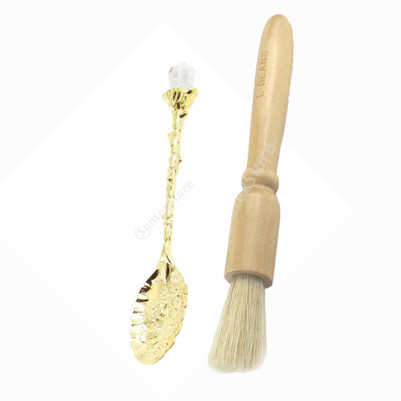 Crystal Head Coffee Spoon Scoop with Espresso Coffee Grinder Cleaning Brush