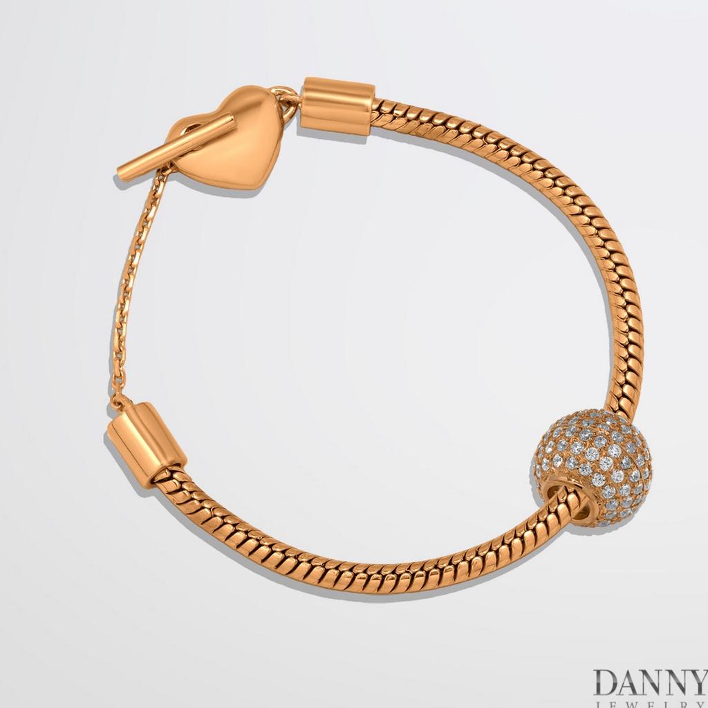 Charm Danny Jewelry Bạc 925 Xi Rhodium/Vàng hồng Đính Đá CZ Hình Cầu PK025S