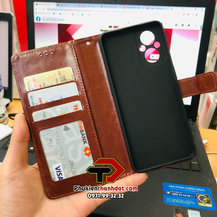 Bao da dạng ví cho OPPO Reno8 Z 5G có quai gài, ngăn để thẻ