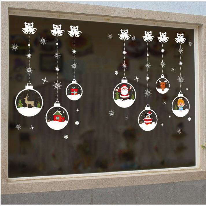 Decal trang trí noel ông già noel trong trái châu