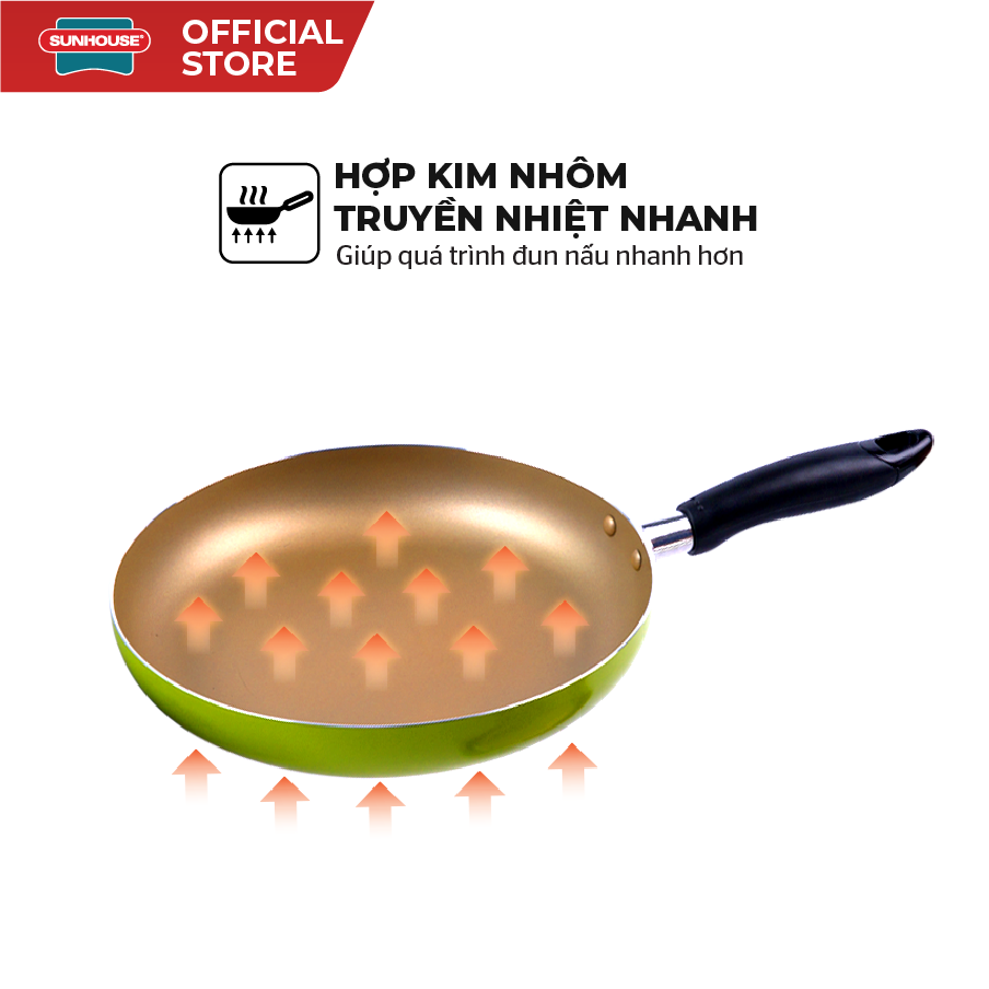 Bộ Đôi Hoàn Hảo - Chảo Siêu Chống Dính Sunhouse (24 -18 cm) - Màu Sampanh