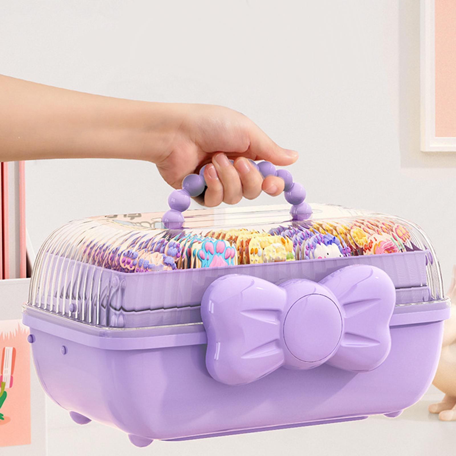 3 Layer Multipurpose Storage Box Hair Accessories Organizer for Girls, Portable Hair Bow Holder ,Cosmetics Supplies Storage Box for Hair Clips