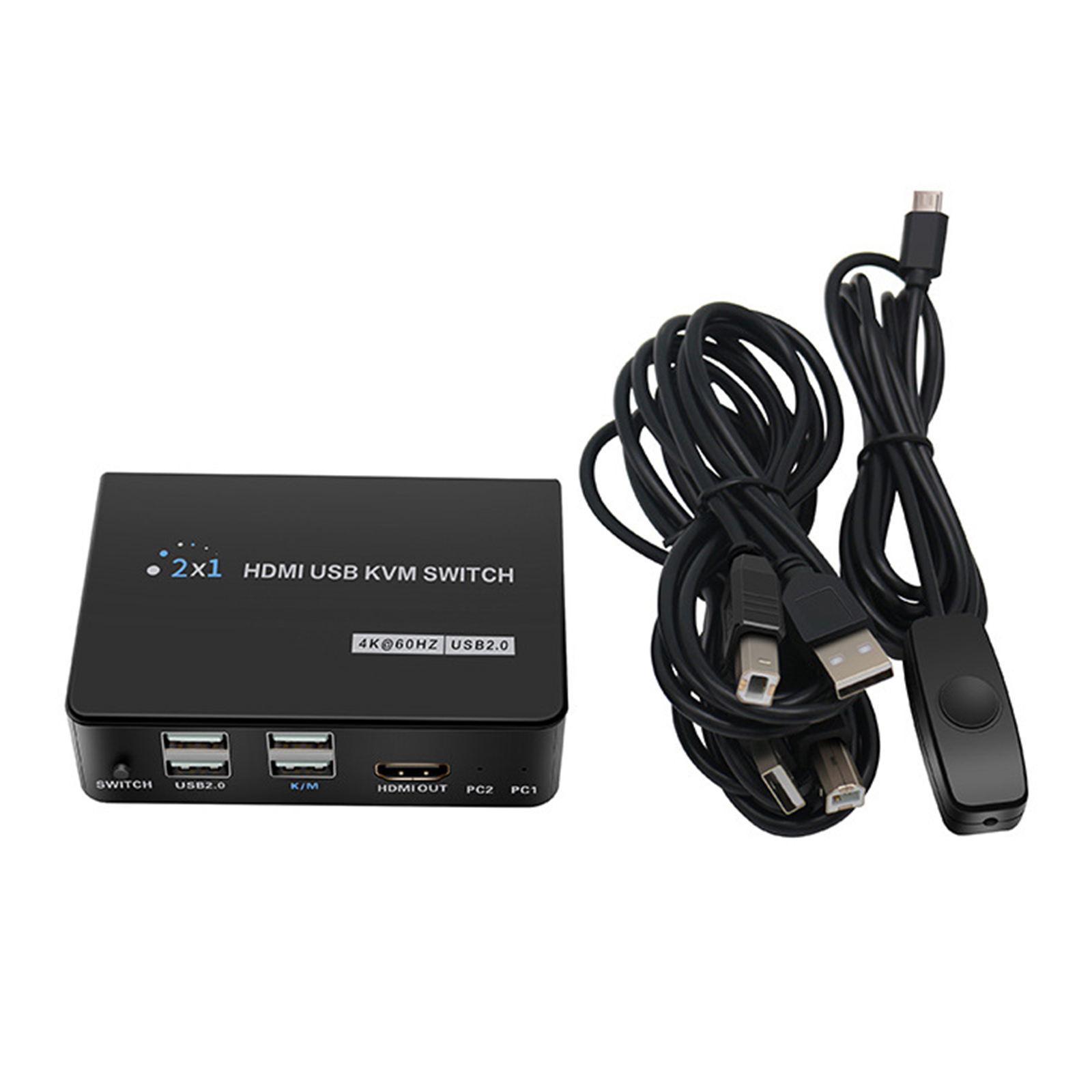 4K HDMI KVM Switch 2 Ports for 2 PC Sharing 1 Set Mouse keyboards Printer