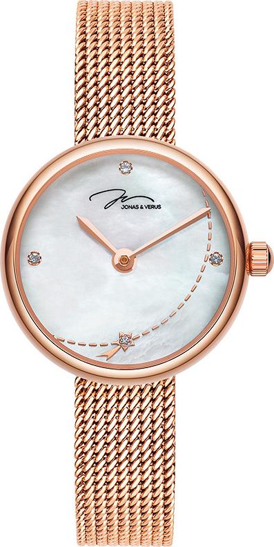 Đồng hồ đeo tay Nữ hiệu JONAS &amp; VERUS L25.11.PWBP, Máy Pin (Quartz), Kính sapphire chống trầy xước, Dây Lưới Thép không gỉ 316L