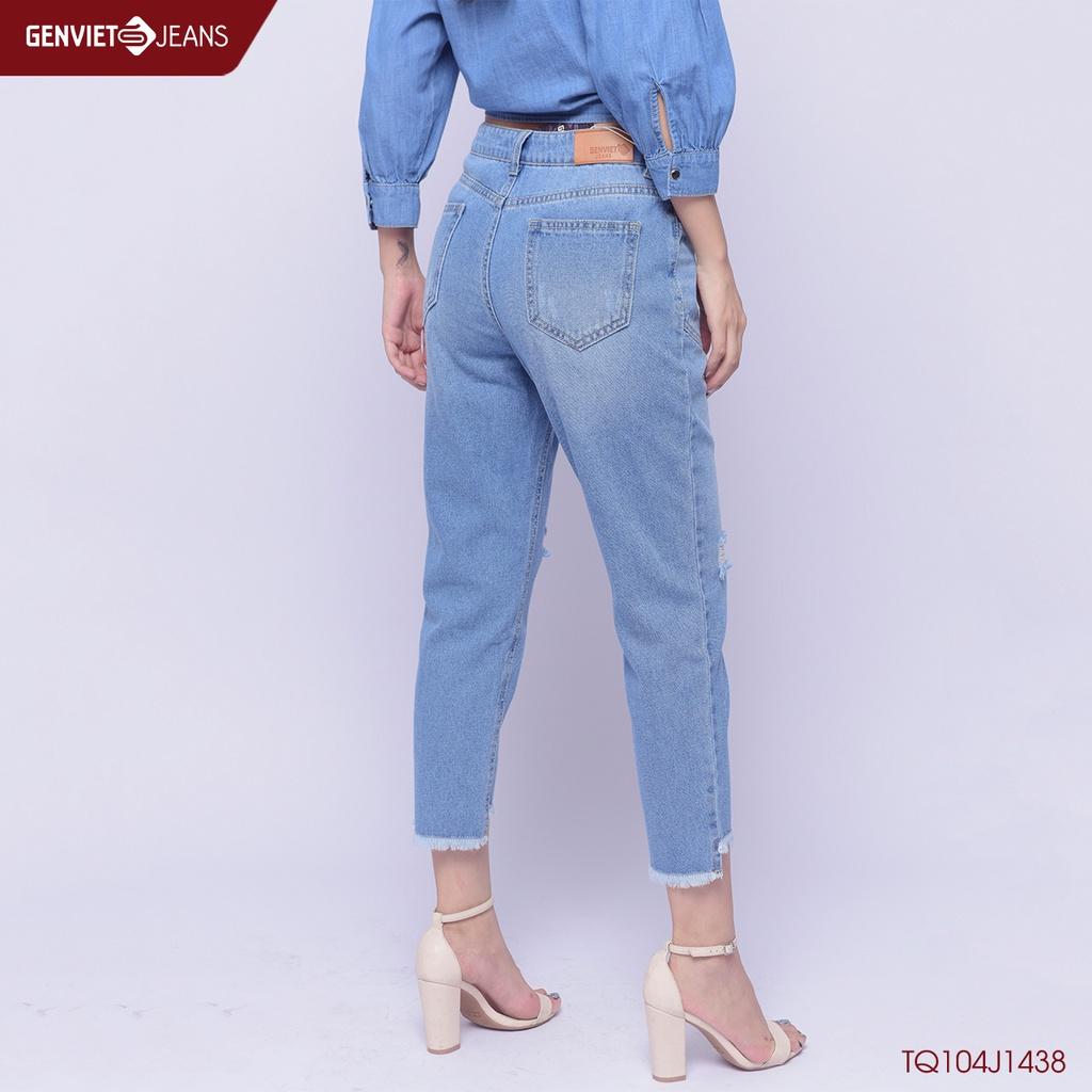 Quần Dài Jeans Nữ Rách Gối GENVIET TQ104J1438