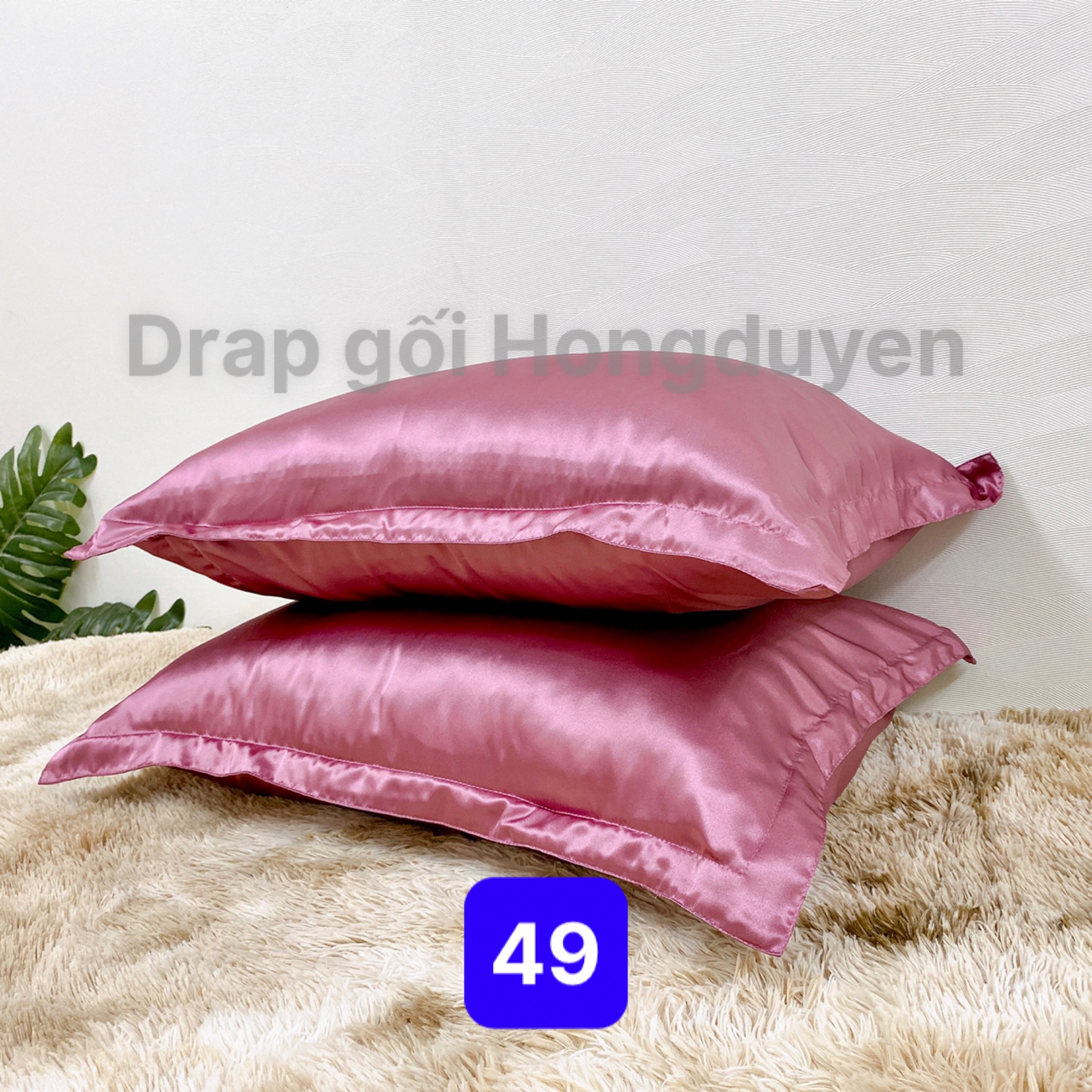 Bộ vỏ gối-ga phi bóng KO MỀN/CHĂN 1m6/1m8 trơn hồng ruốc 49. Bộ drap phi bóng 1 màu. Bộ grap phi bóng. Bộ drap phi lụa. Bộ grap phi lụa. Bộ ga phi lụa. Ga giường - drap giường - grap giường - ra giường.