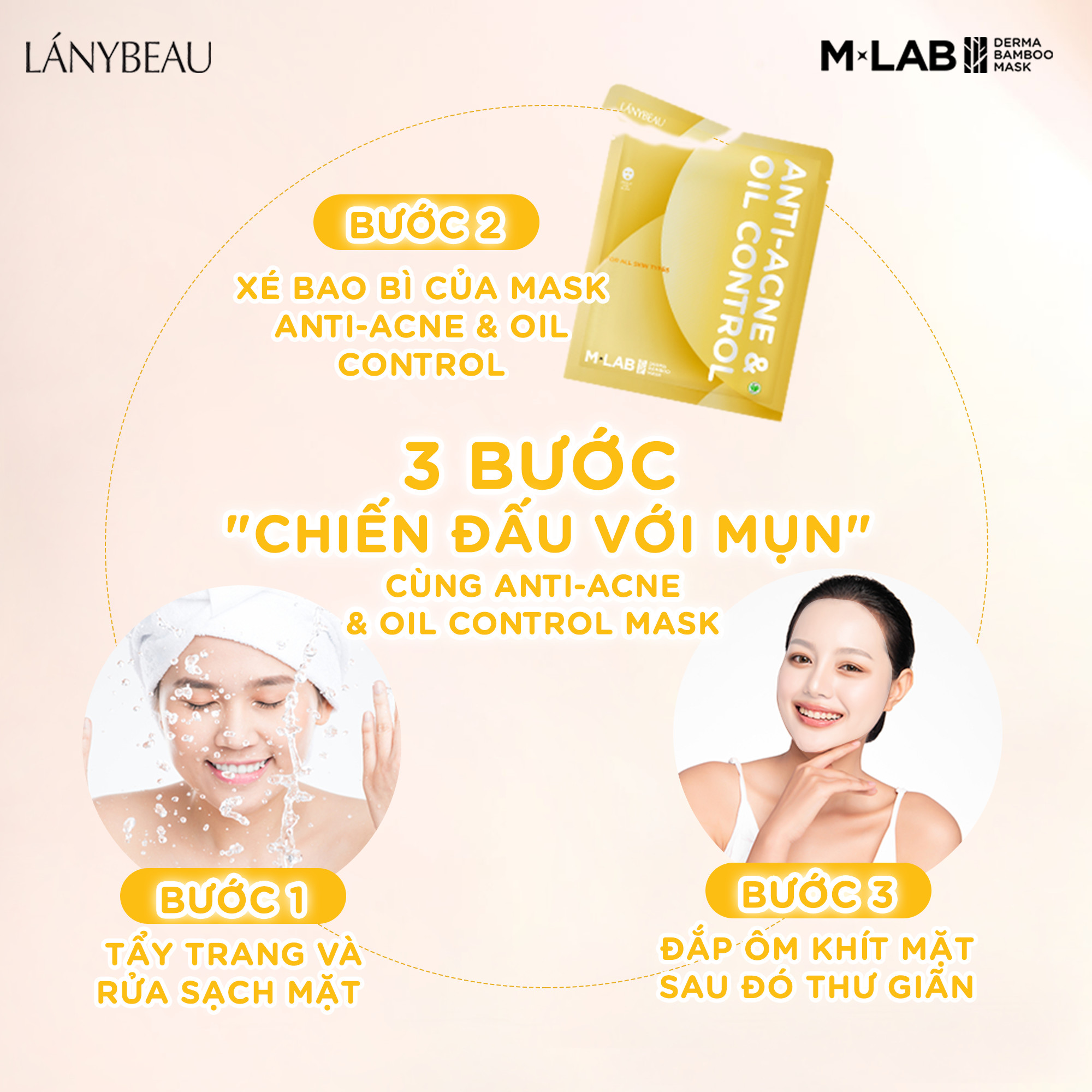 Mặt nạ dưỡng da ngừa mụa, kiếm soát dầu M-Lab Derma Bamboo LÁNYBEAU (28g/miếng)