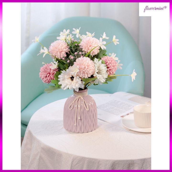 Lọ hoa lụa để bàn cúc tây điểm thủy tiên xinh tươi trang trí nhà cửa Flowermini LH-01