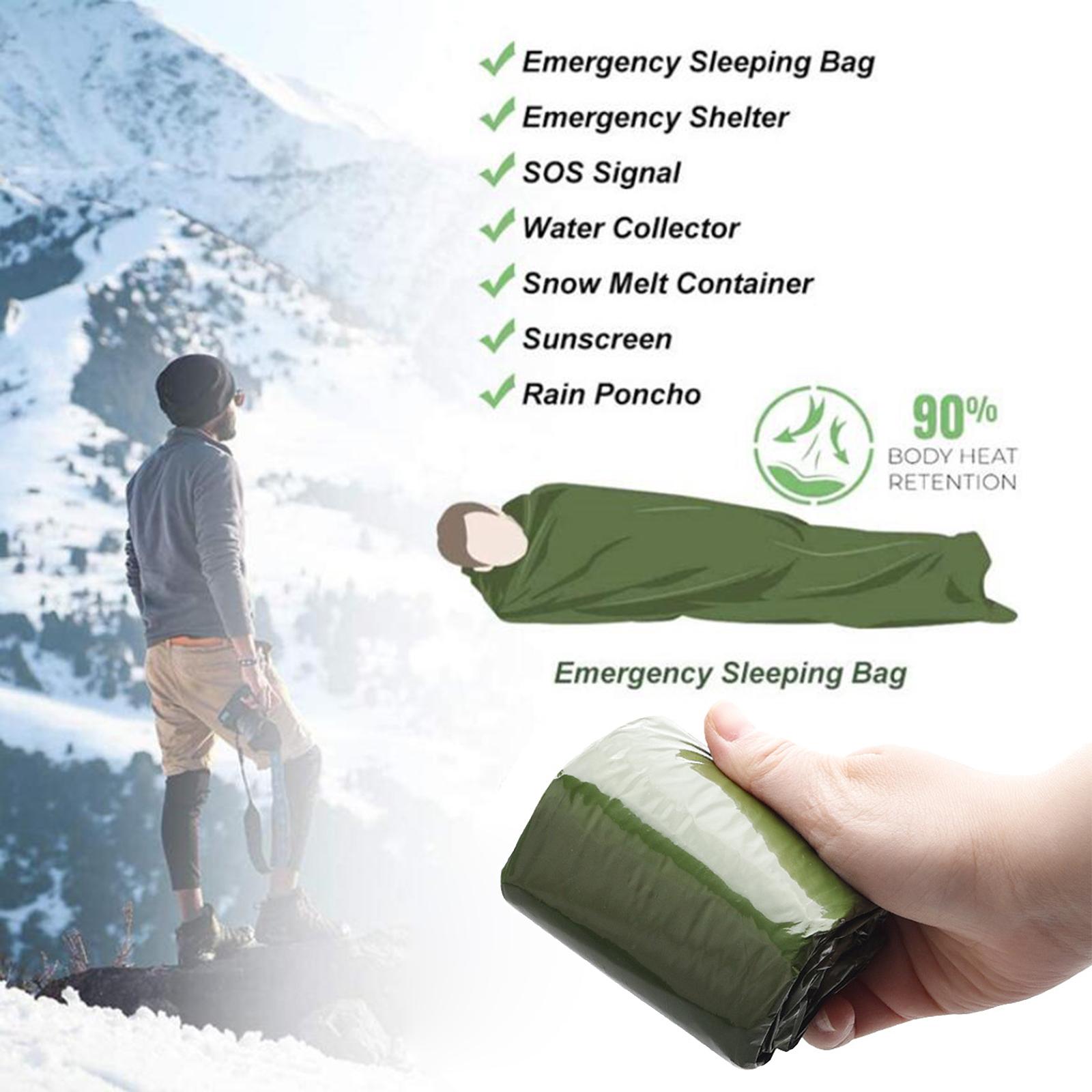 Emergency Sleeping Bag, Lightweight Emergency Bivy Sack Thermal Survival Blanket Compact Waterproof Multi-use Survival Gear for Outdoor,Hiking,Camping