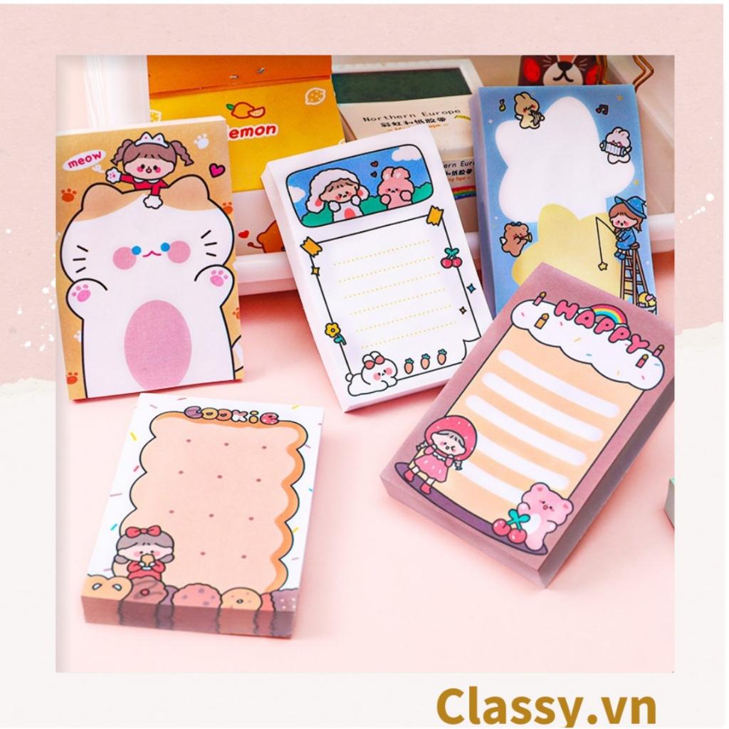 Giấy ghi chú Classy 80 trang, kích thước 6X9 cm, giấy note nhiều màu họa tiết cute hàn quốc PK1525