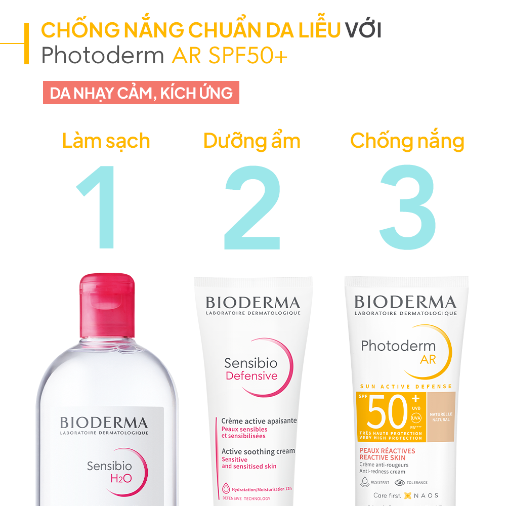 Kem chống nắng làm dịu mẩn đỏ & đều màu da nhạy cảm Bioderma Photoderm AR SPF50+ - 30ml