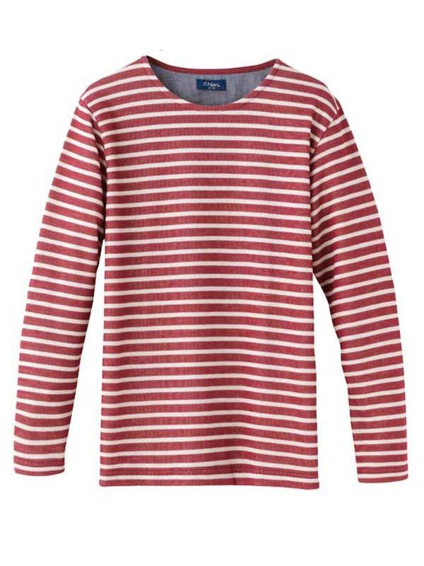 Áo Thun Nam tay Dài NAVY Organic Cotton Stripe With Boat Neck T-shirt - SIZE M