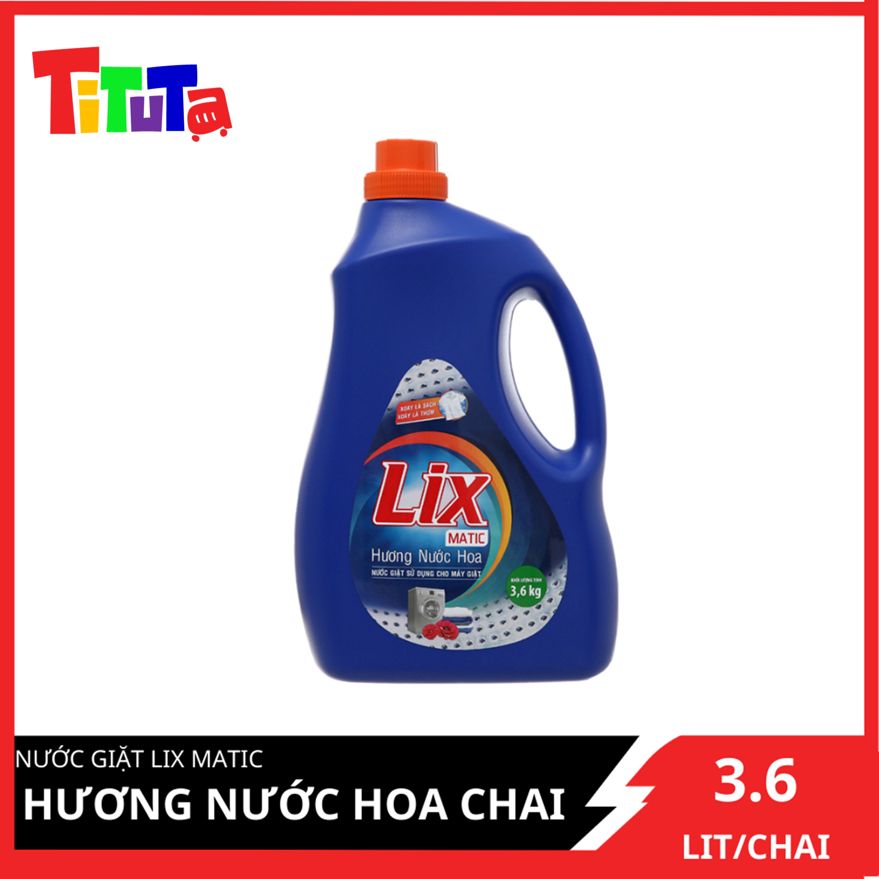 Nước giặt Lix Matic hương nước hoa chai 3.6 lít